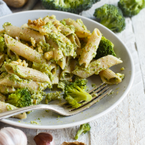 Creamy Broccolini Pasta with Red Speckled Beans